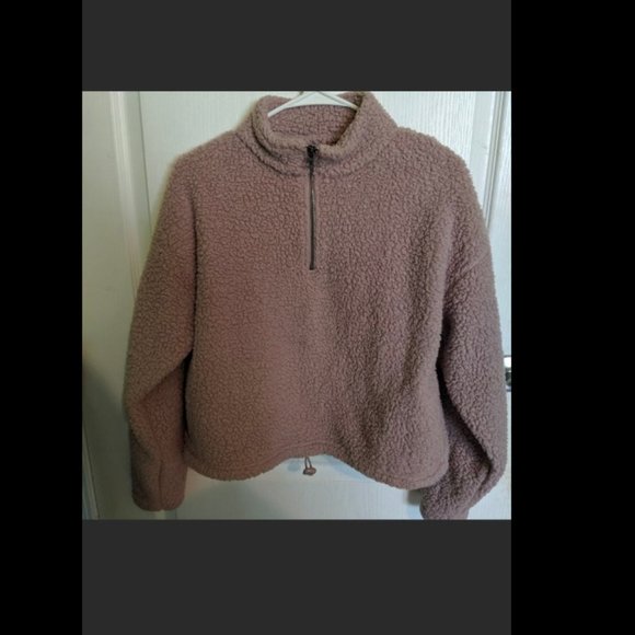 American Eagle Mauve Sherpa Pullover - Picture 1 of 8